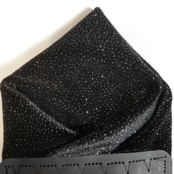 New - Men's Sparkle Black Velvet Pocket Square Insert - Pre-Folded - Picture 4 of 7